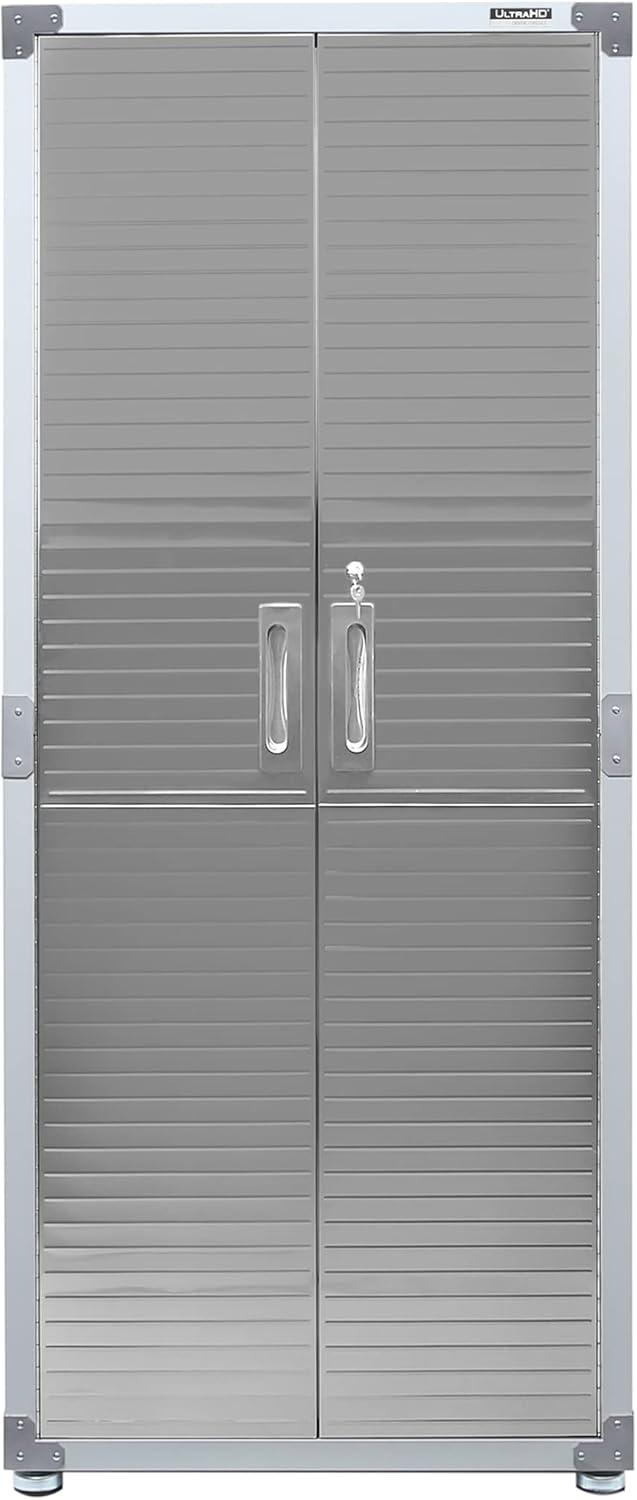 Seville Classics UltraHD Steel 2-Door Lockable Garage Storage Cabinet, 36 x 24 x 72, Granite Gray