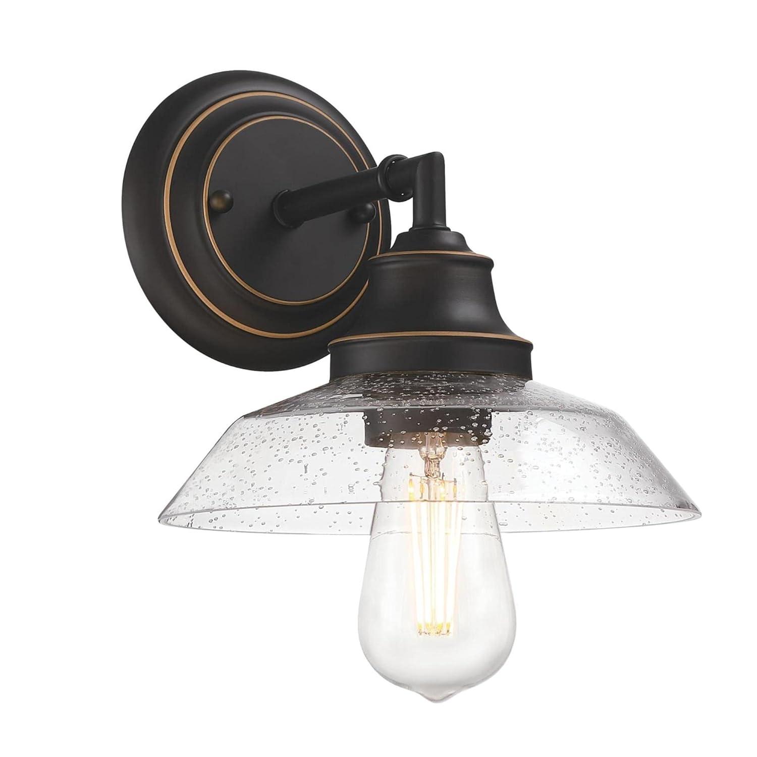 Westinghouse Lighting  Iron Hill One-Light Indoor Wall Fixture - 1-Light Oil Rubbed Bronze with Seeded Glass
