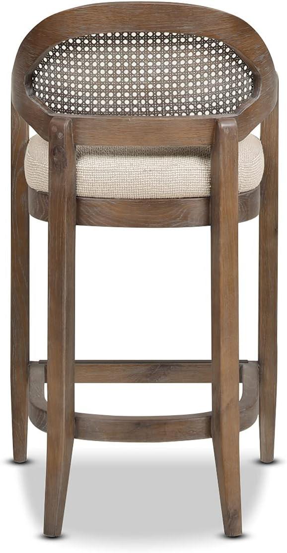 Jennifer Taylor Home Americana Mid-Century Modern 26" Cane Back Counter Stool, Taupe Beige Textured Weave