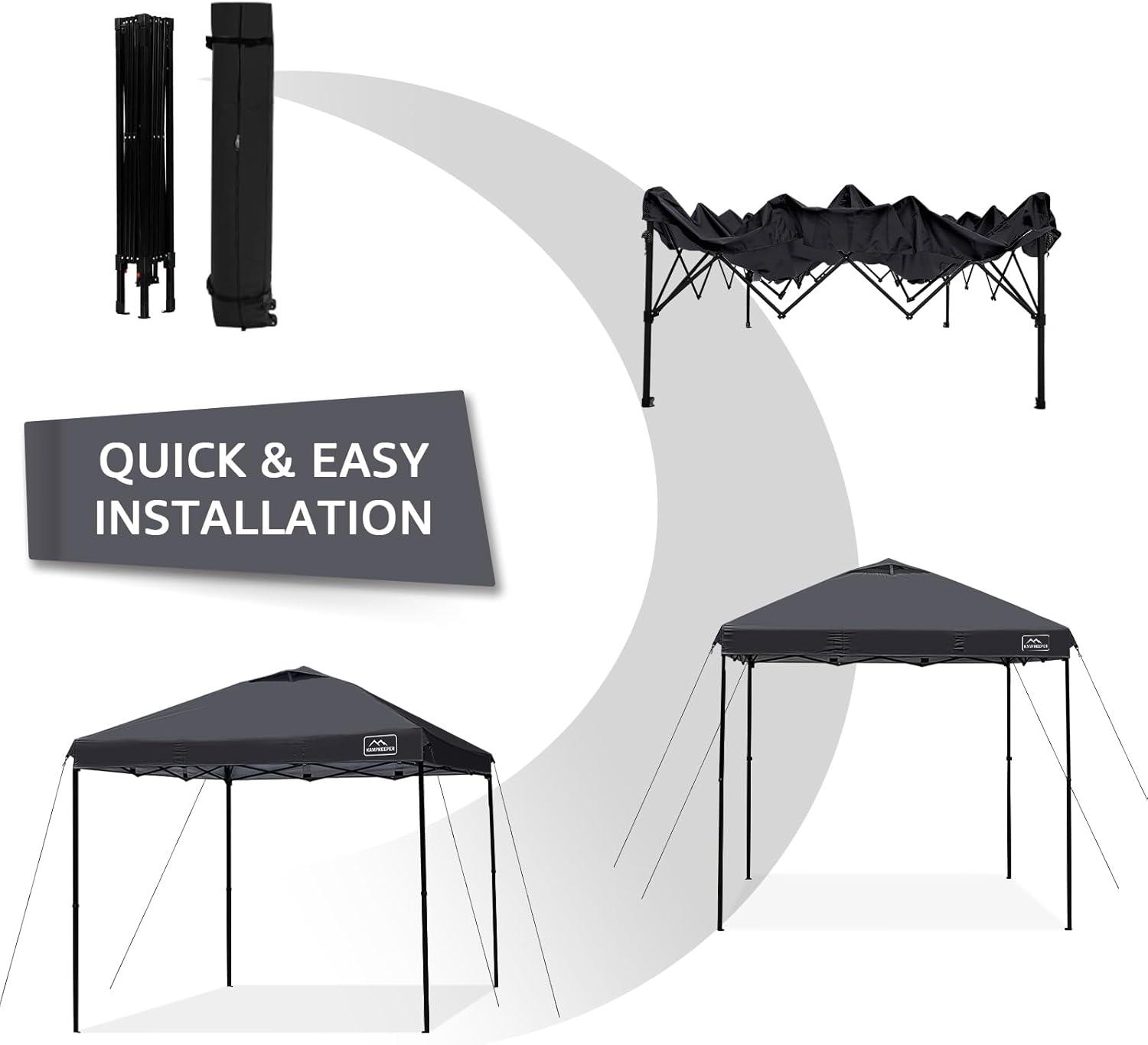 Black 10x10 Waterproof Pop-Up Canopy Tent with Adjustable Legs