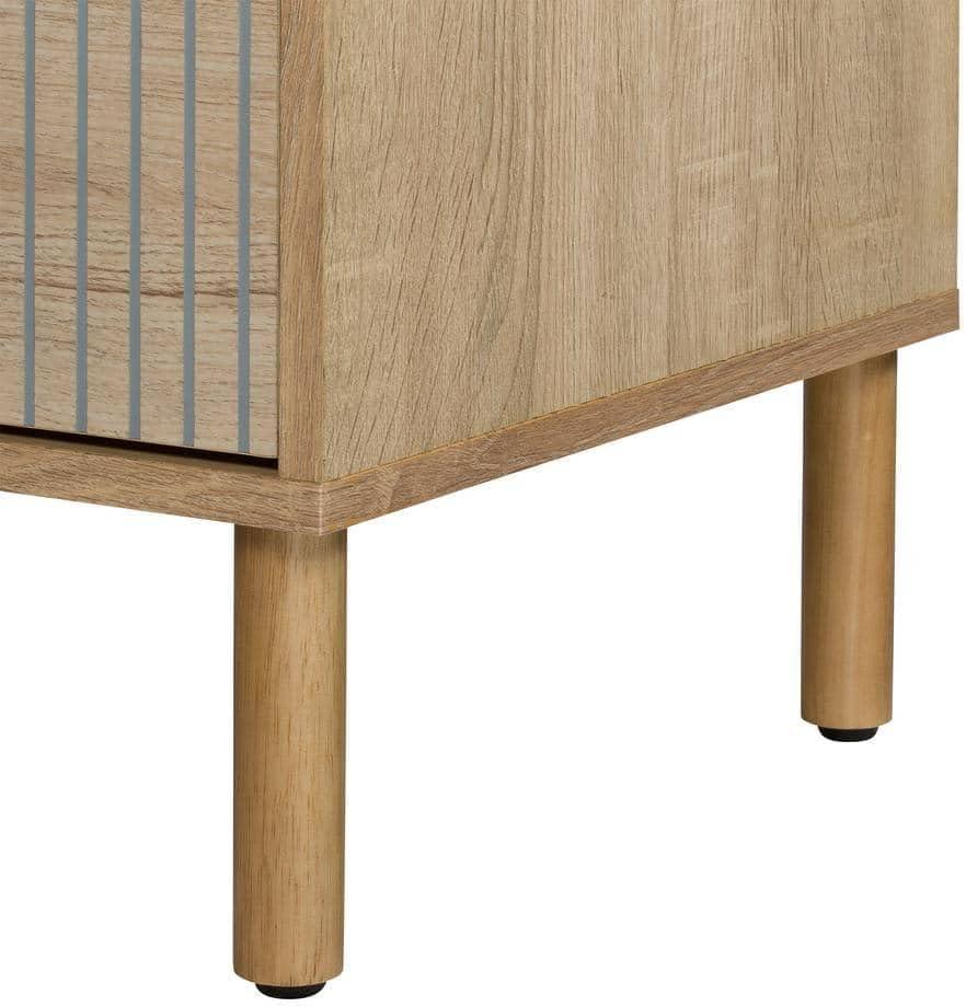 Sango Sango Merk 2-Drawer Solid Wood Nightstand, Drawers With Horizontal & Vertical Grooves