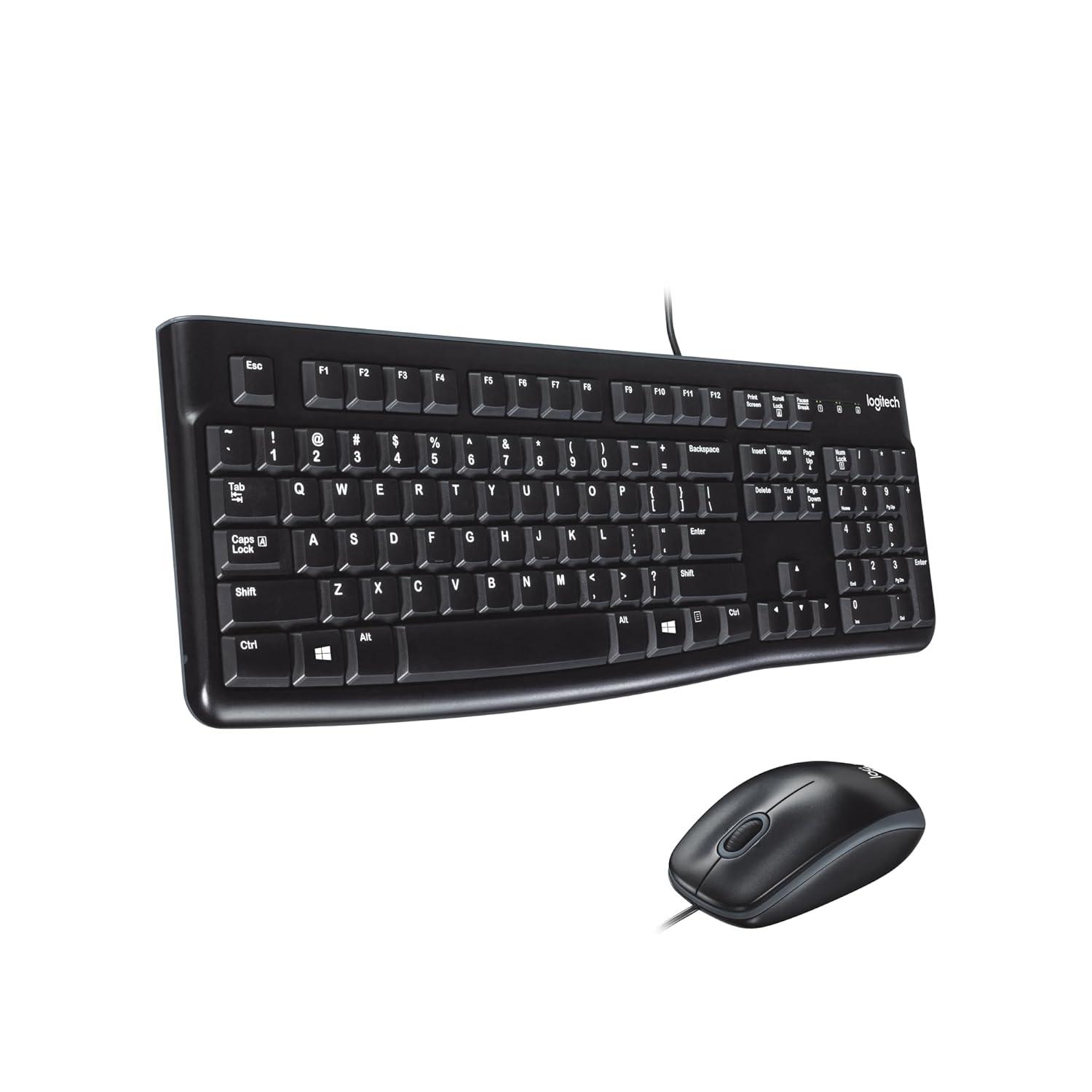 Mk120 Wired Keyboard + Mouse Combo, Usb 2.0, Black