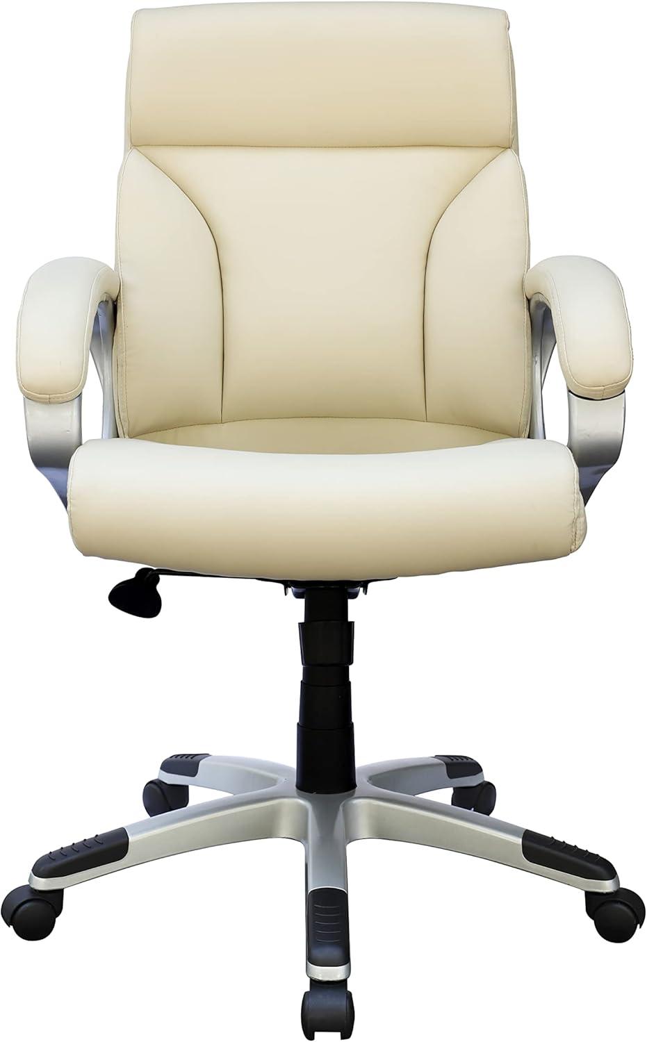 Modern Mid Back Executive Chair Ivory - Boss Office Products: Pneumatic, Swivel, Ergonomic Design