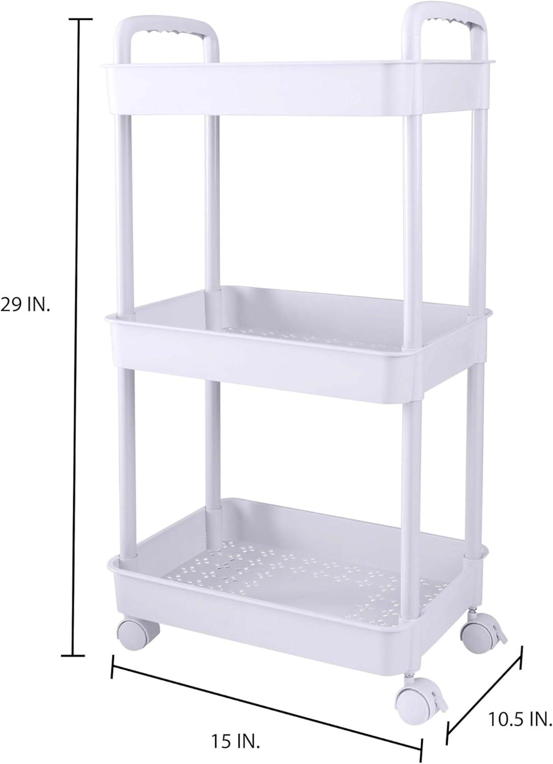 Organize it All 3 Tier Rolling Storage Cart in White