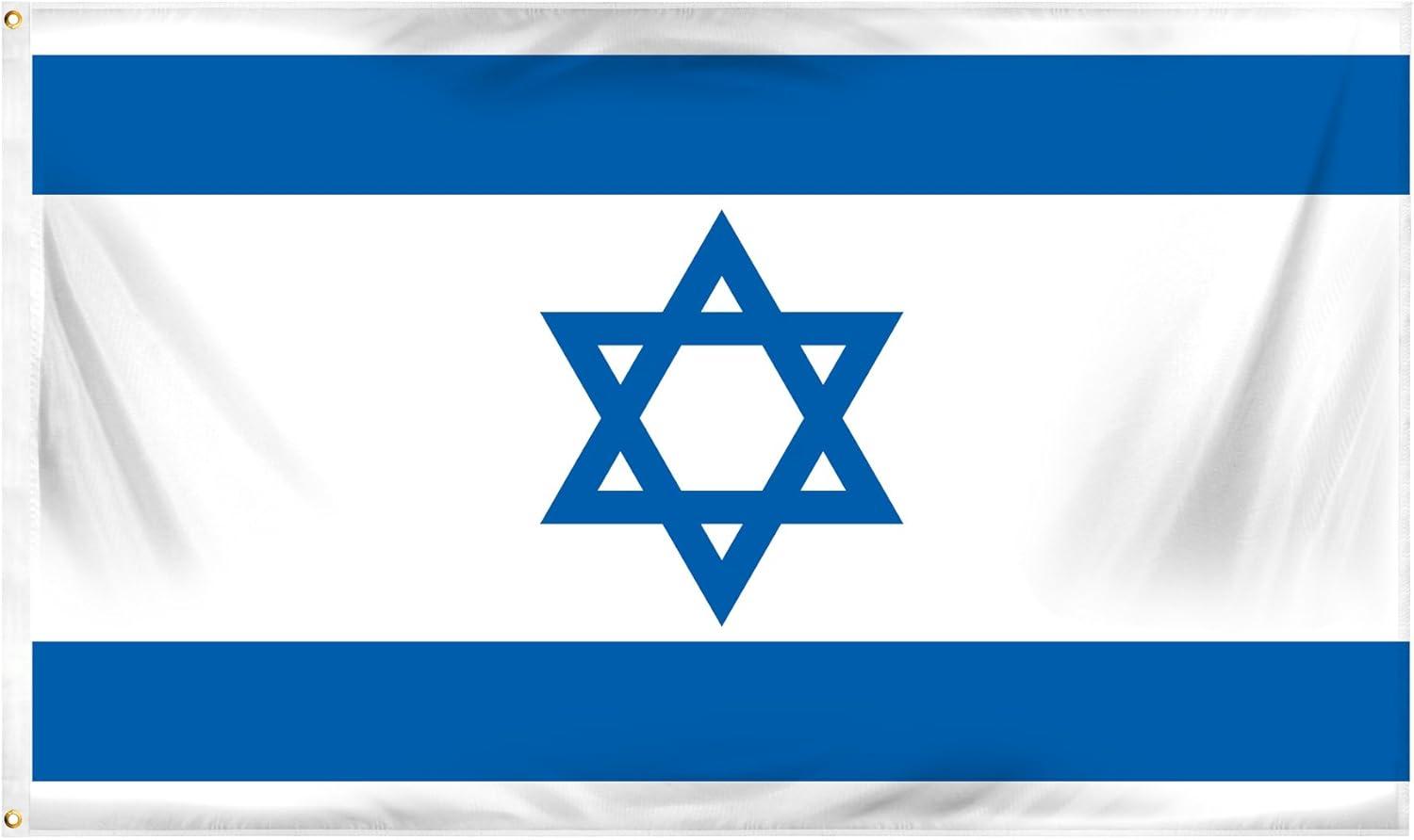 Fly Breeze 3x5 Foot Israel Flag - Vivid Color and Fade proof - Canvas Header and Double Stitched - Israeli National Flags Polyester with Brass Grommets 3 X 5 Ft as show