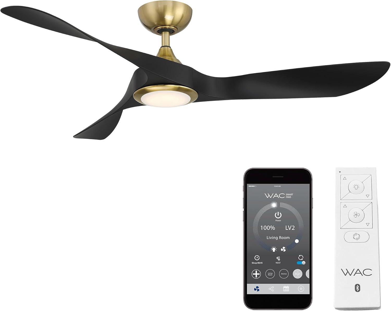 54" Swirl 3 - Blade Outdoor LED Smart Propeller Ceiling Fan with Remote Control and Light Kit Included