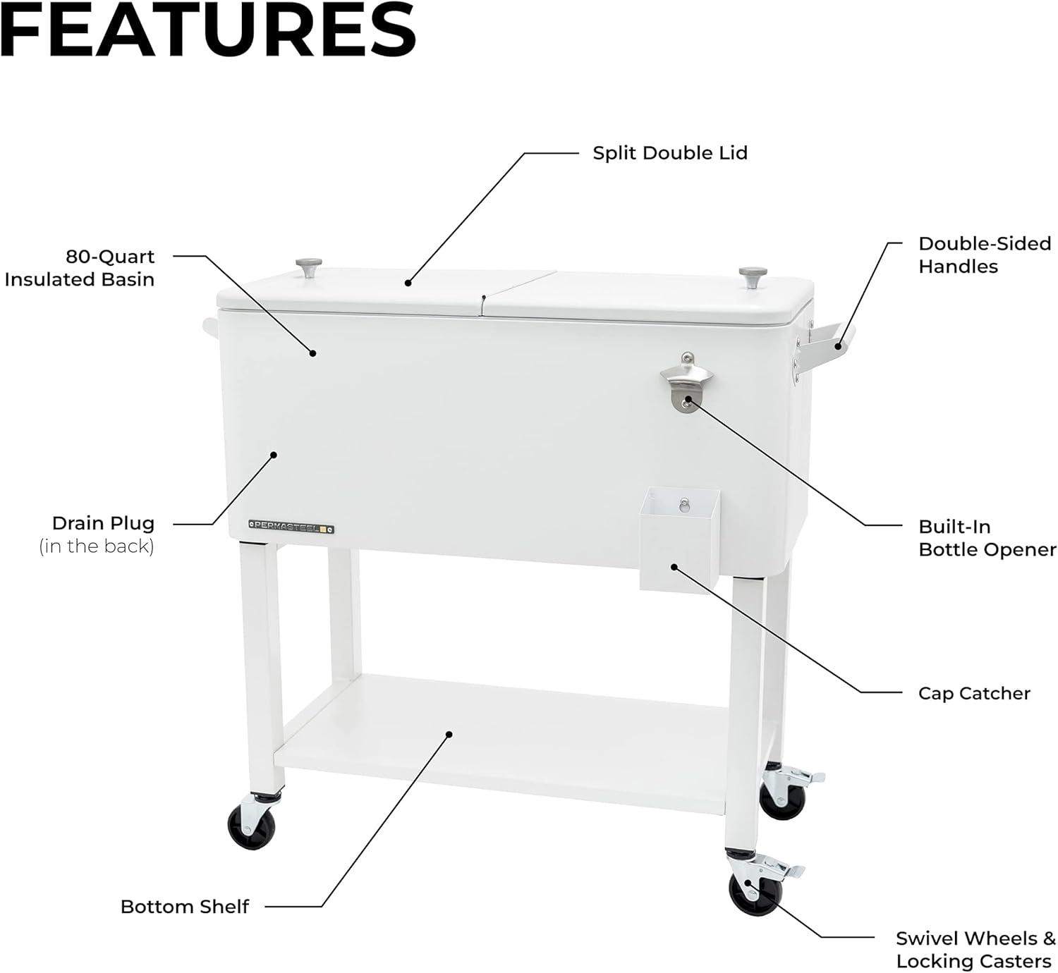 Permasteel 80-Qt Outdoor Patio Cooler with Removable Basin