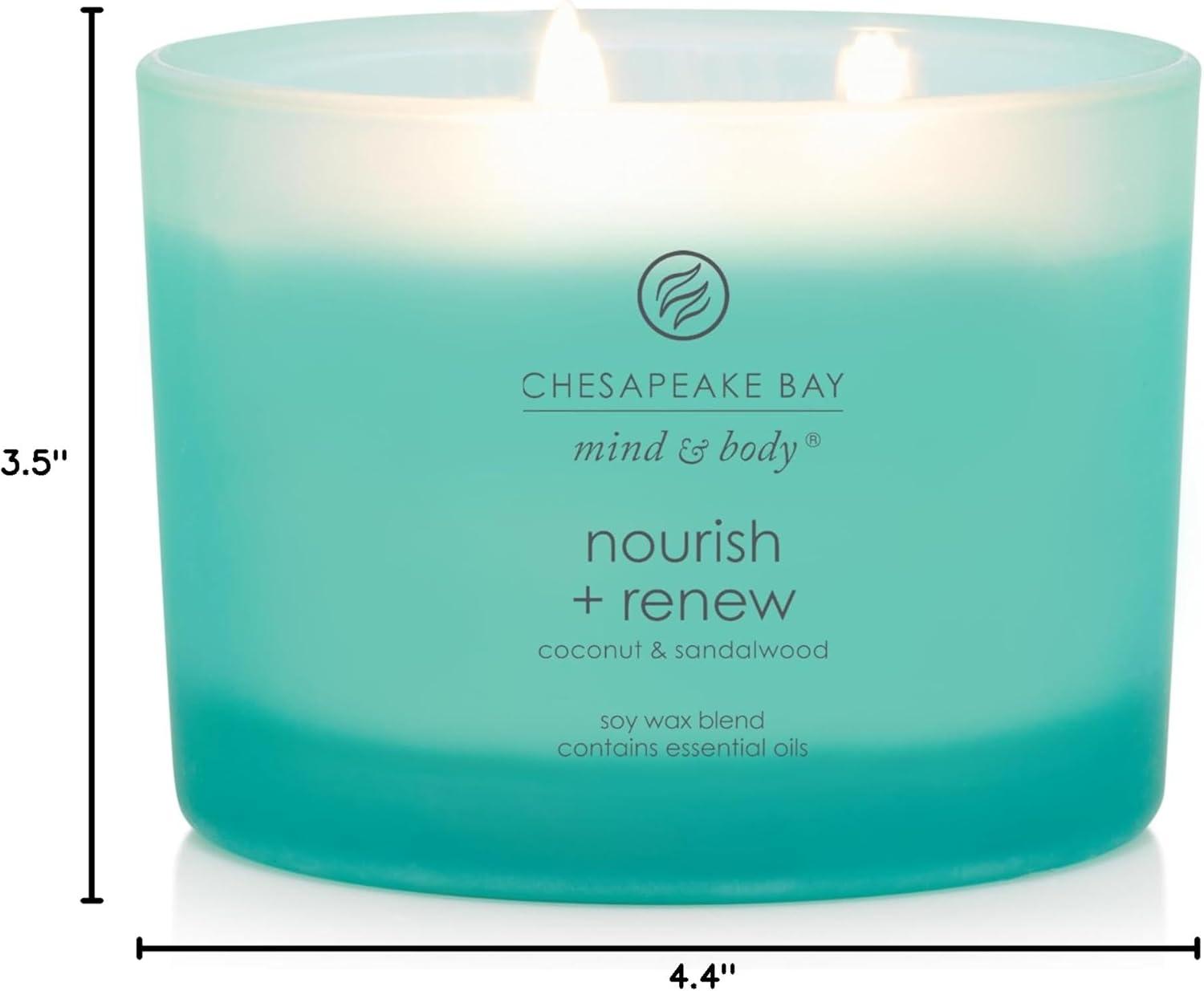 Frosted Glass Nourish + Renew Lidded Jar Candle Light Blue - Mind & Body by Chesapeake Bay Candle