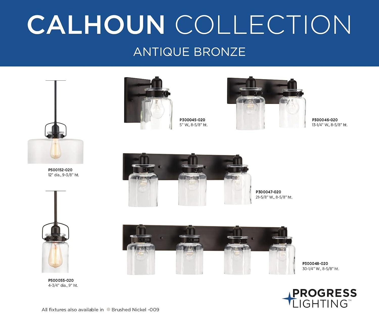 Progress Lighting Calhoun 1-Light Pendant, Antique Bronze, Parchment-Finish Glass Shade