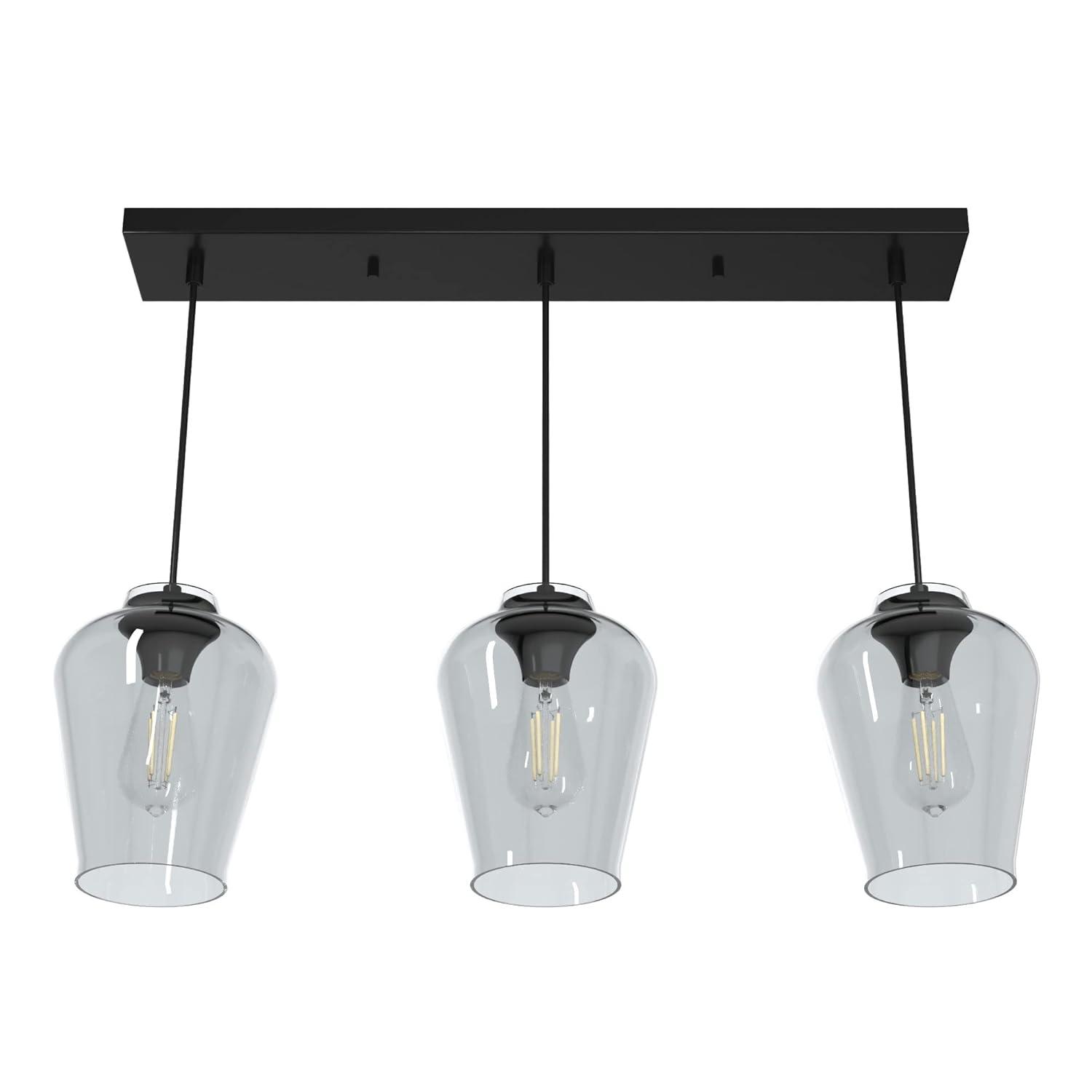 Hunter - Vidria 3-light Matte Black, Large Cluster Light, Dimmable, Formal Style, for Bedrooms, Kitchens, Dining, Living Rooms - 19726