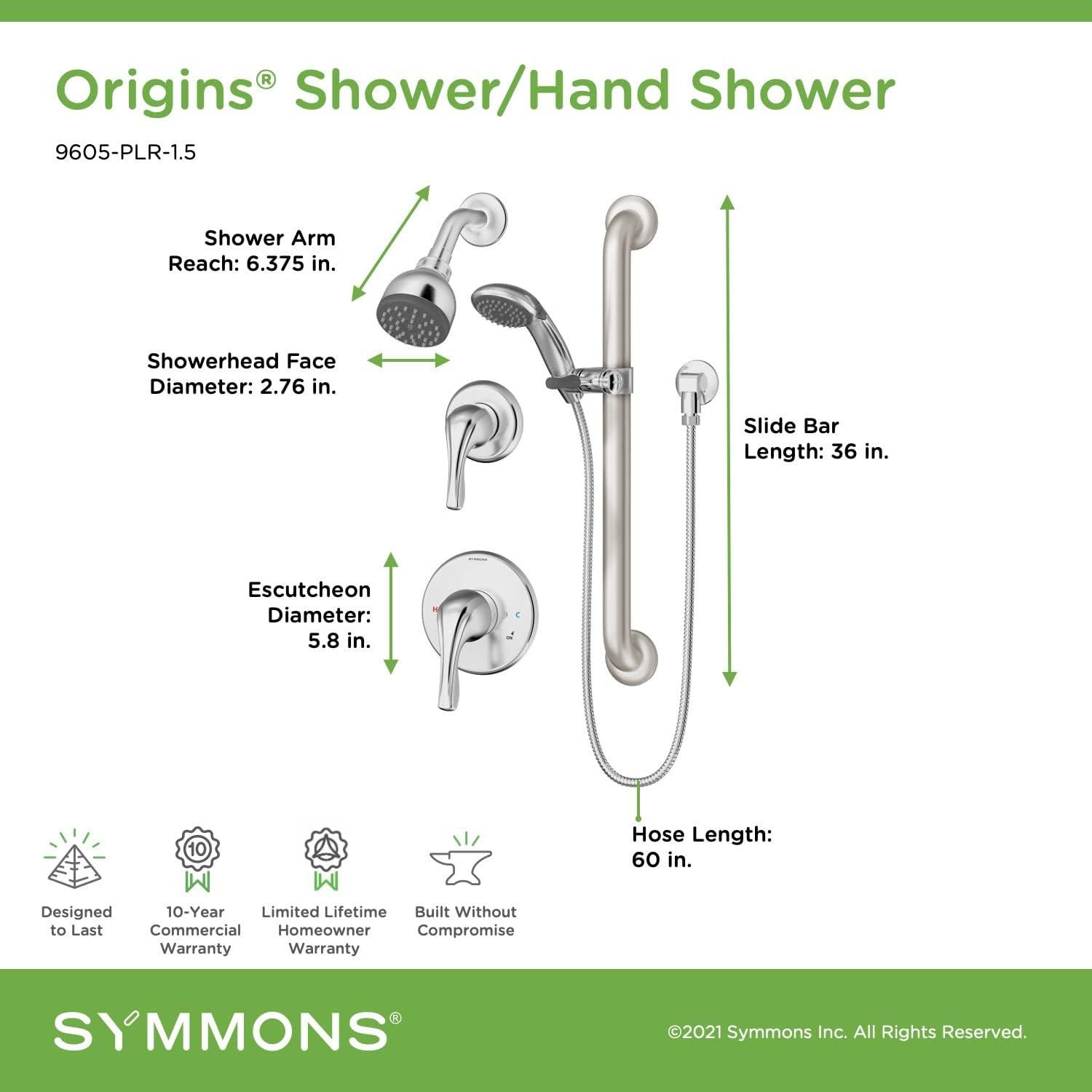 Origins 2-Handle Shower Faucet with Hand Shower, 1.5 gpm