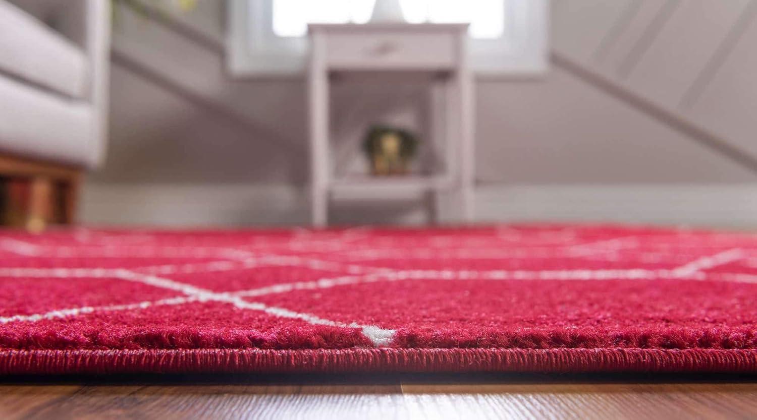 Unique Loom 8' 0 x 10' 0 Trellis Frieze Geometric Red Area Rug