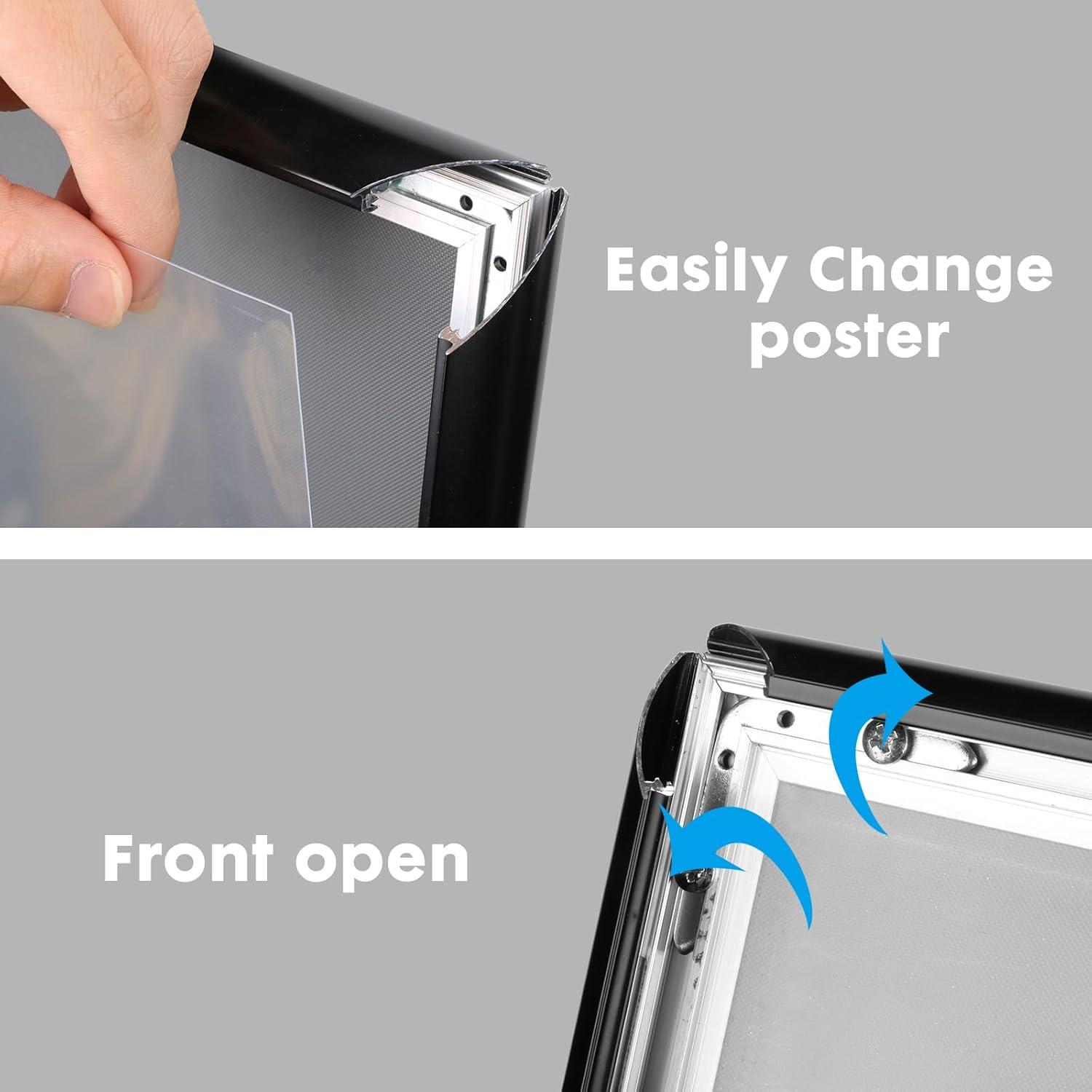 Adjustable Sign Holder Stand 8.5x11 inch,Pedestal Floor Signage Standing Holder with Heavy Duty Base, Aluminum Snap Open Frame Display for Business Restaurant, Mall,Schools-1 Pack