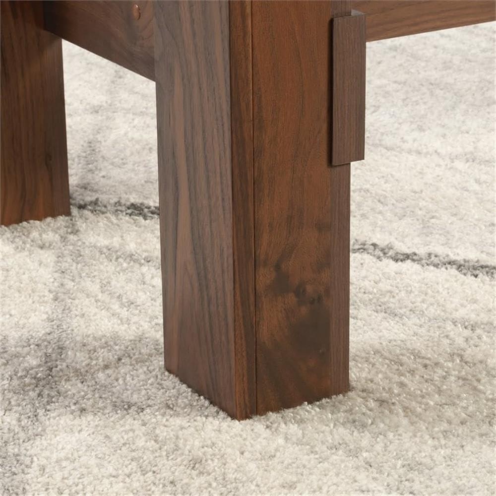 Sauder Boone Mountain Dining Table Grand Walnut: 1" Thick Top, Seats 4, Laminated Surface, Metal Frame: CARB Certified, Non-Extendable