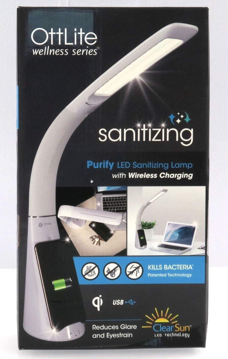 OttLite OttLite Purify LED Sanitizing Desk Lamp with Wireless Charging, Touch Activated, Flexible Neck