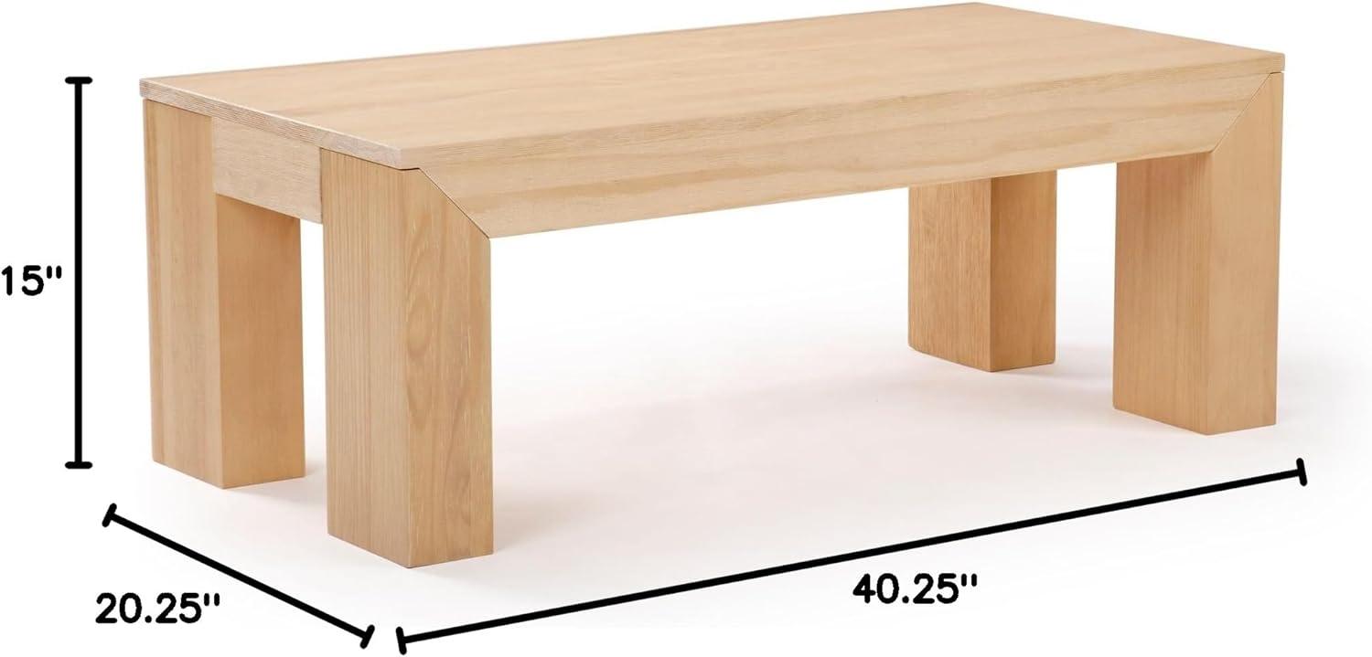 Plank+Beam Modern Rectangular Coffee Table, 40" Coffee Table for Living Room