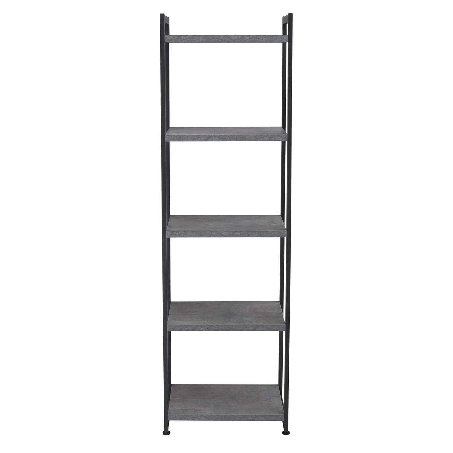 Household Essentials 59.1" Jamestown Narrow 5 Shelf Bookshelf Slate Gray: Metal Frame, Adult Assembly Required
