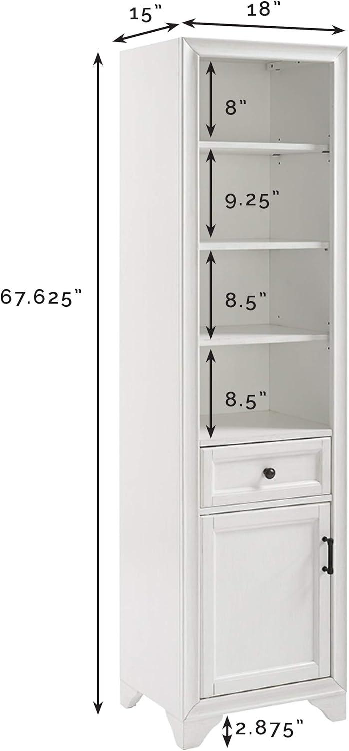 Crosley Furniture Tara Wood Classic Linen Cabinet in Vintage White/Black