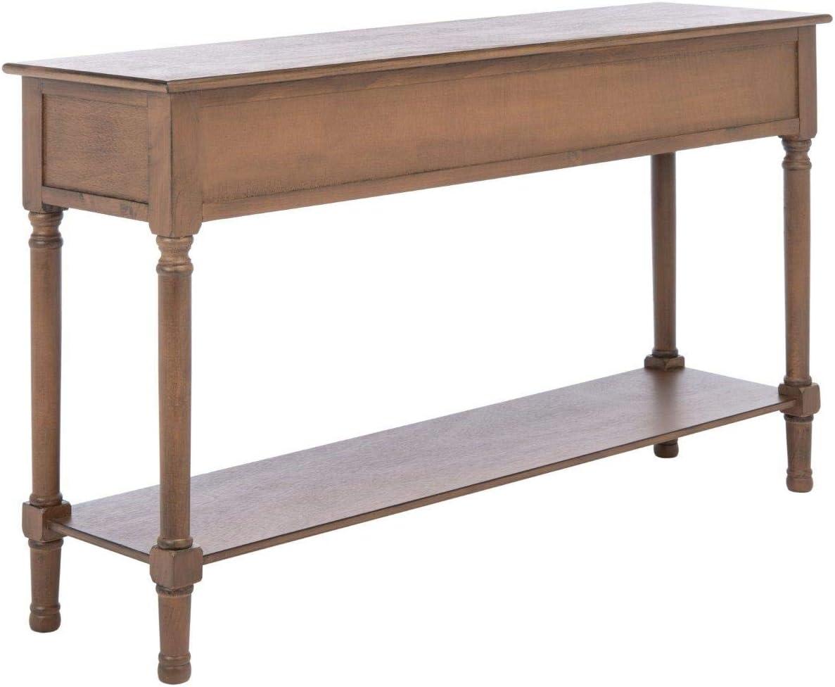 Landers Brown Wood and Metal 3-Drawer Console Table