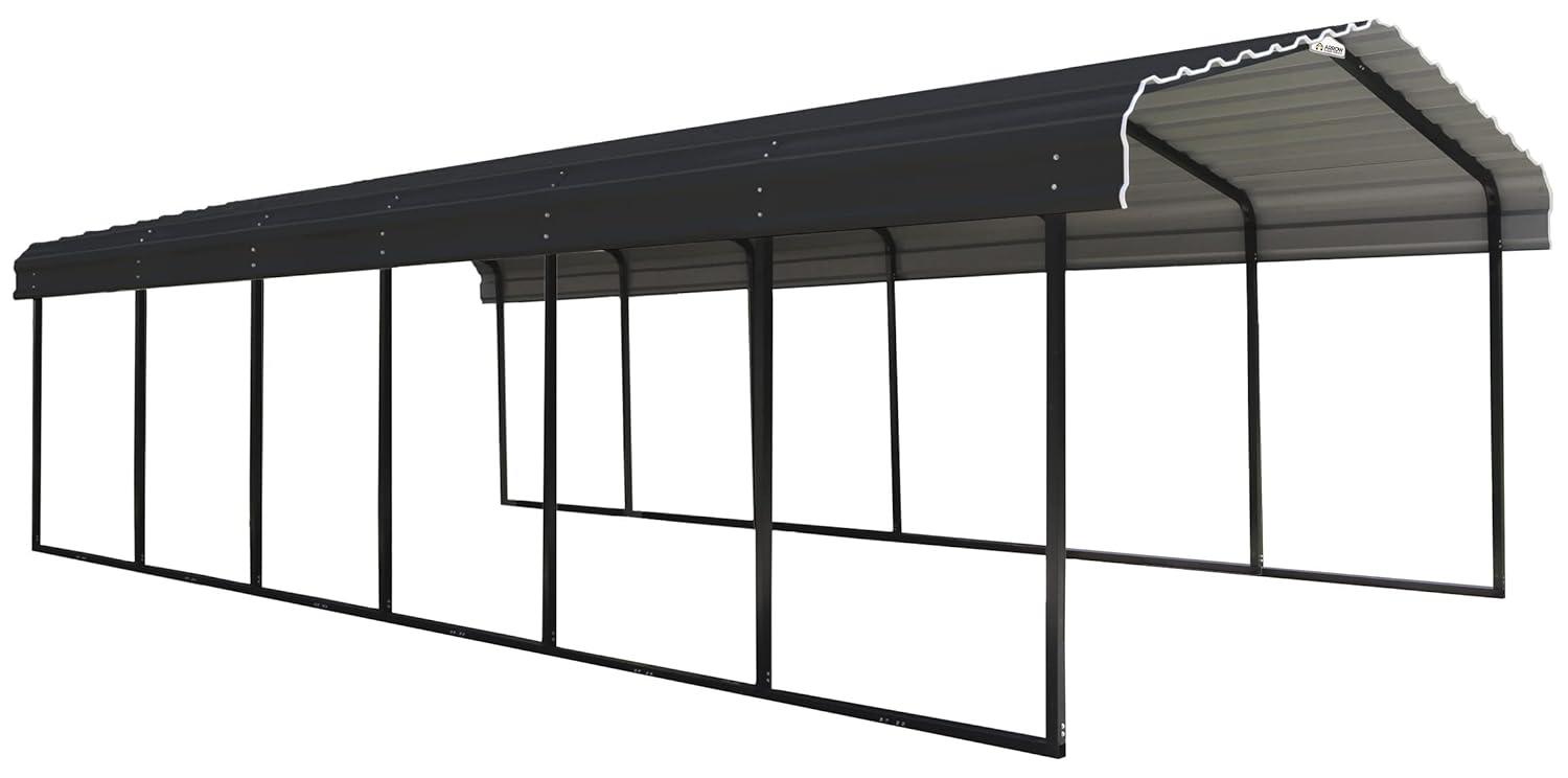 Arrow Steel Carport, Galvanized Black/Charcoal