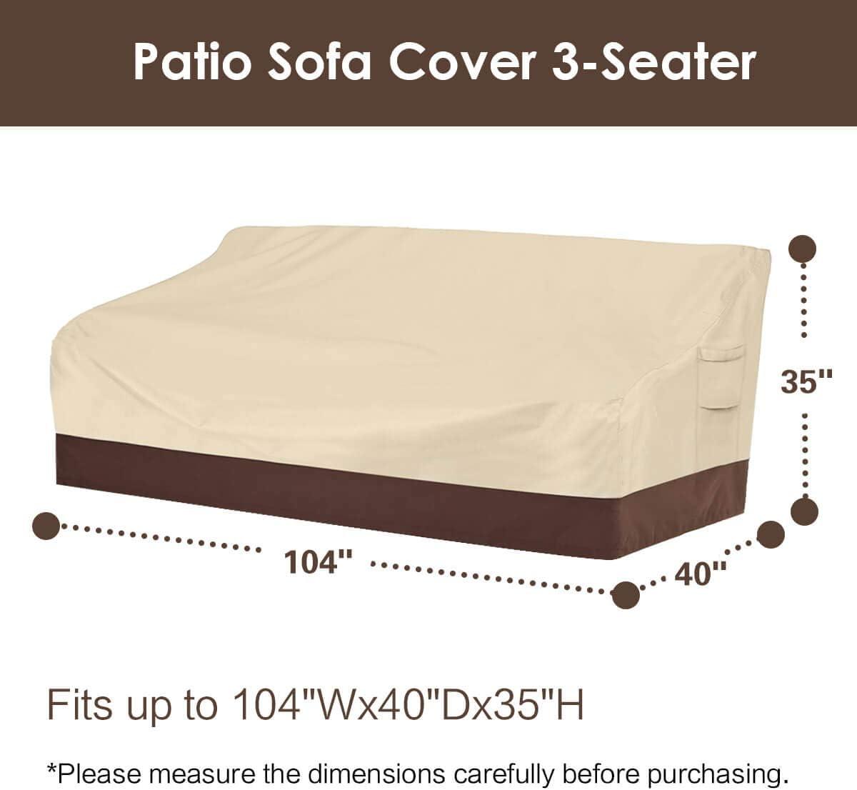 Beige and Brown Heavy Duty Waterproof 3-Seater Patio Sofa Cover