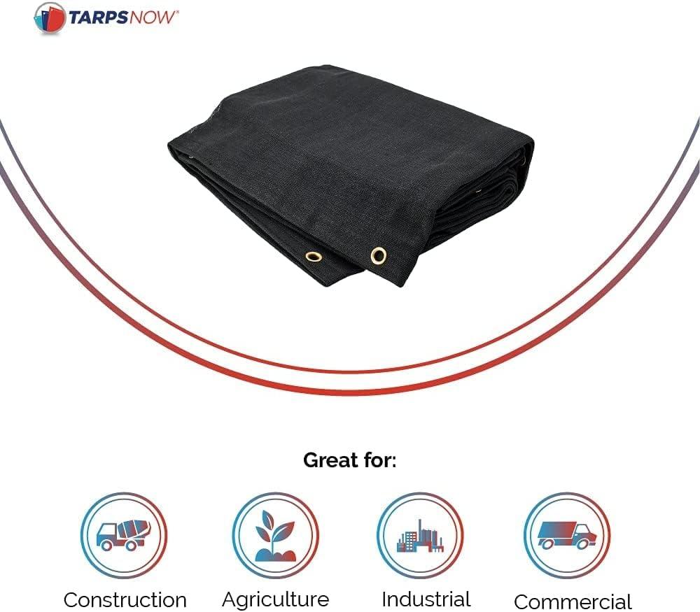 Tarps Now 75% Shade Mesh Tarps with Aluminum Eyelets - Black (10' x 14')