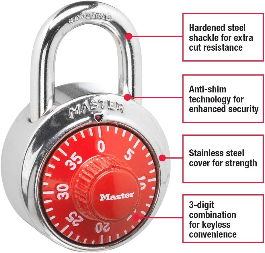 Master Lock 2 in. H X 7/8 in. W X 1-7/8 in. L Steel 3-Dial Combination Padlock