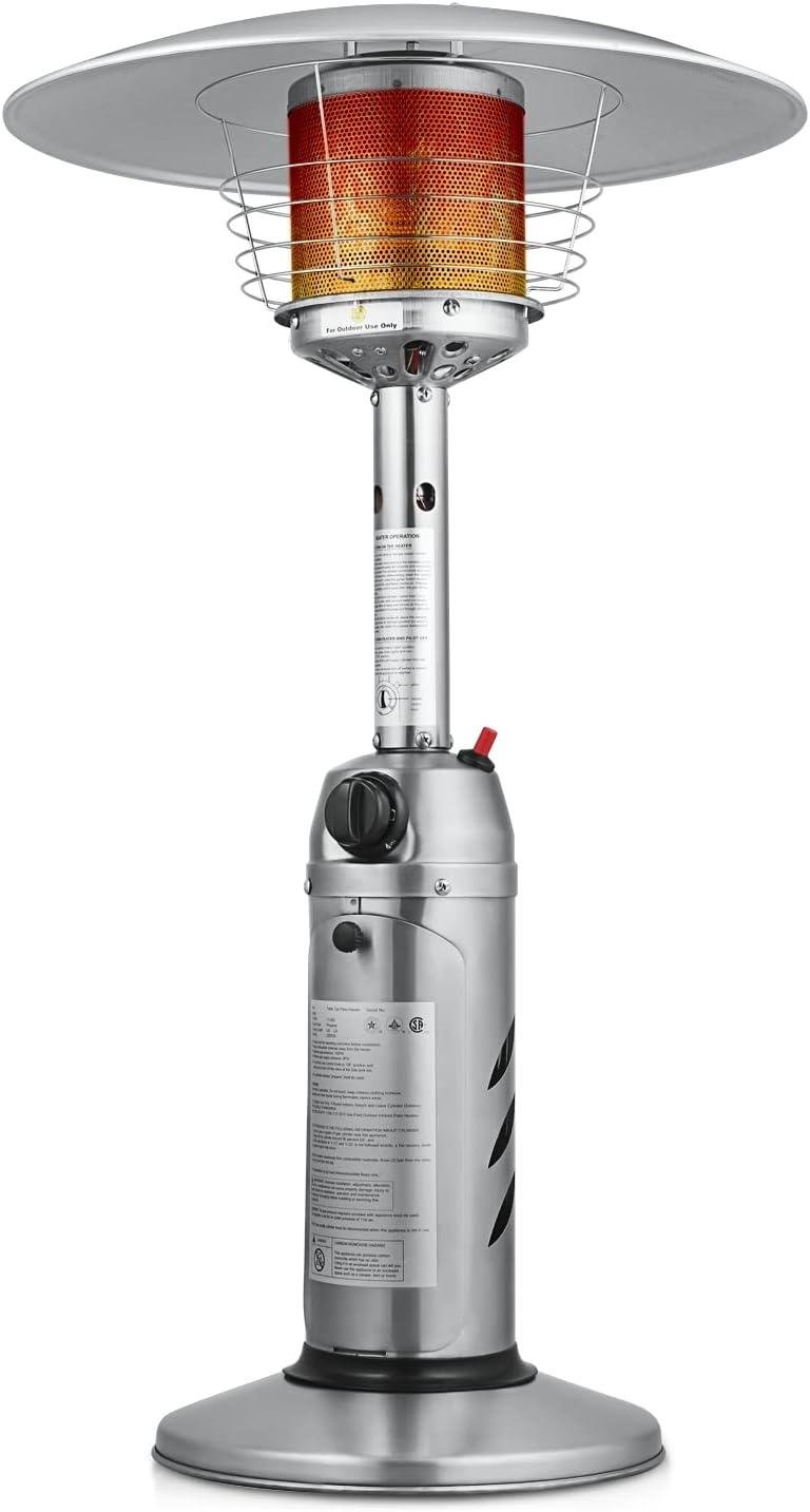 MoNiBloom Propane Gas Patio Heater, Outdoor 11,000 BTU Table Top Heater with Pilot Light for Garden Backyard