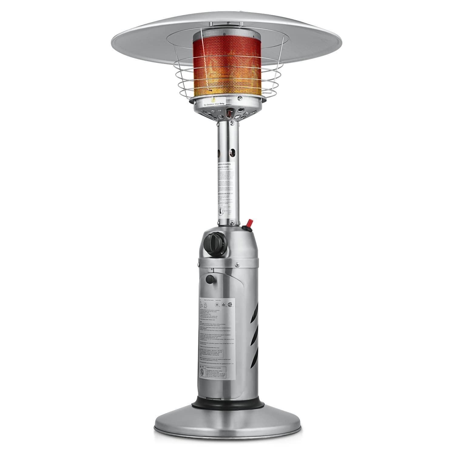 MoNiBloom Propane Gas Patio Heater, Outdoor 11,000 BTU Table Top Heater with Pilot Light for Garden Backyard