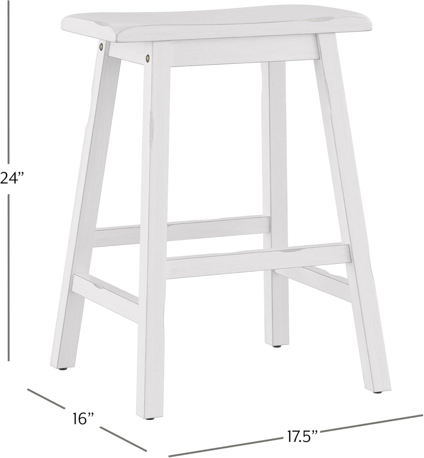 Sea White 24" Backless Saddle Wood Counter Stool