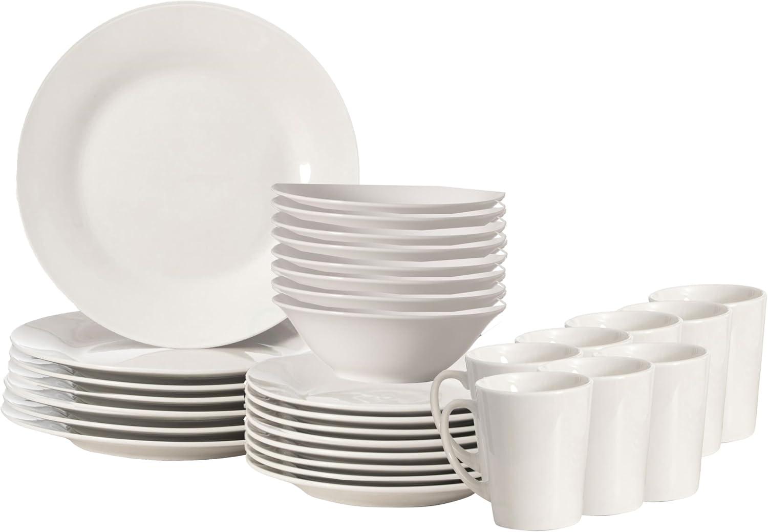 White Ceramic 32-Piece Dinnerware Set for 8