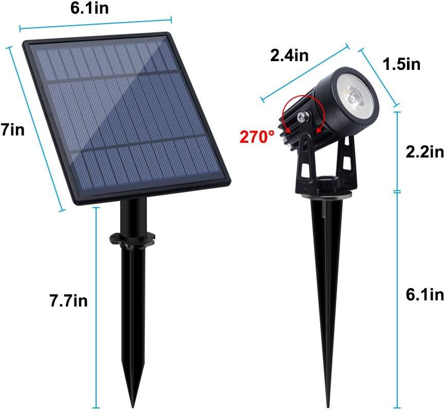 Solar Powered Black Metal Outdoor Spotlights with Cool White Light