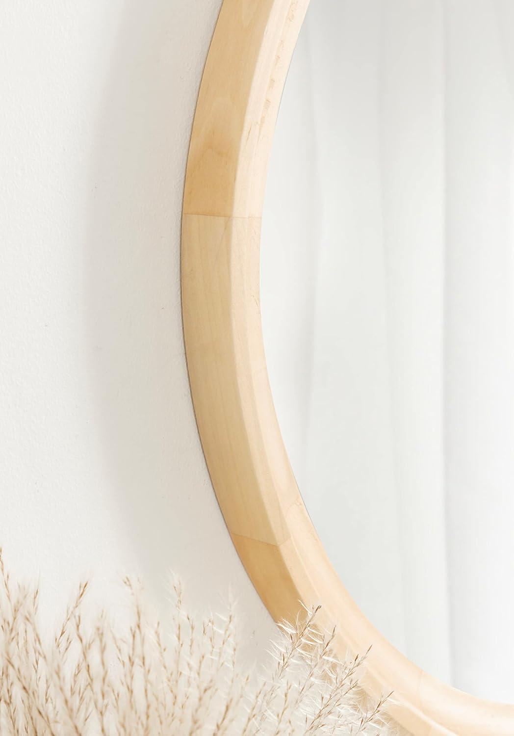 Kate and Laurel Hatherleig Round Wood Round Mirror, 24" Diameter, Natural