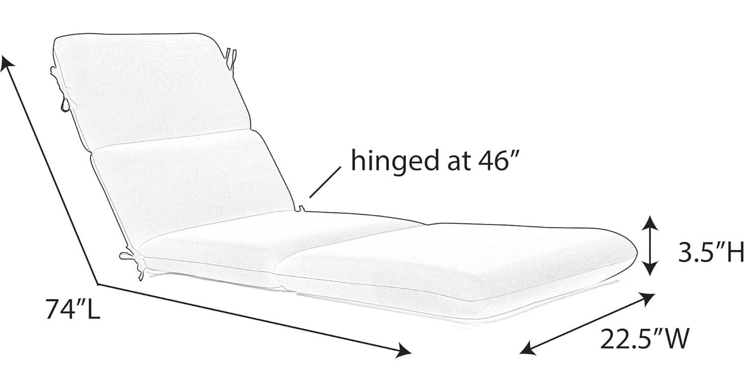 Casual Cushion Stripe Sunbrella® Fabric 1-Piece Outdoor Chaise Cushion, 22.5"W x 74"L, Gateway Mist