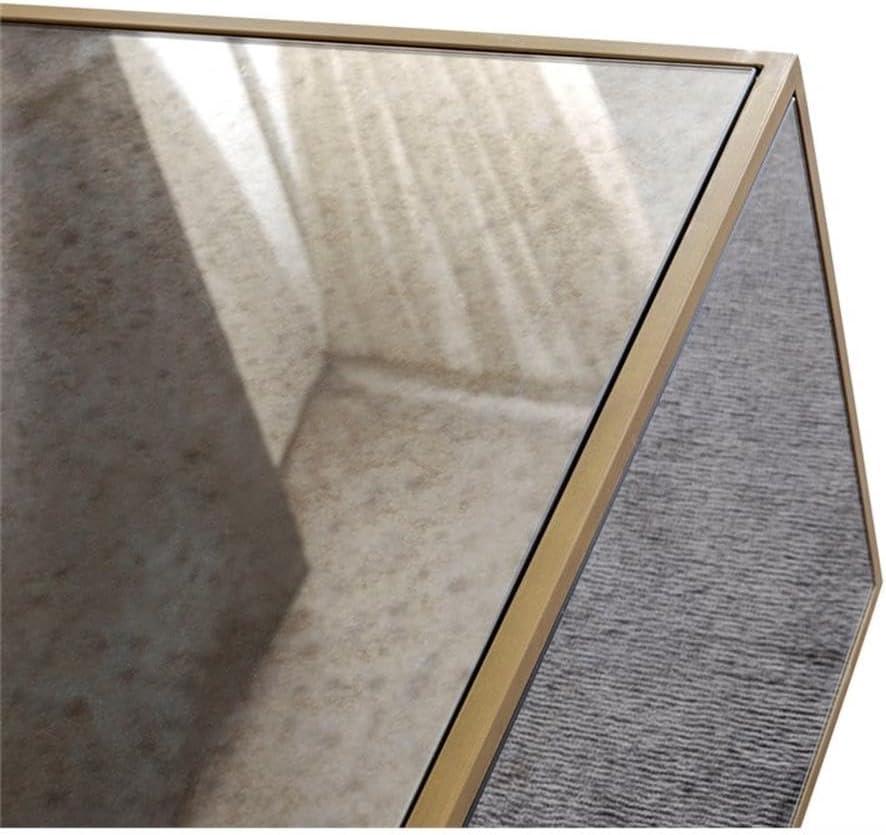 Lana Large Square Mirrored Glass Coffee Table with Brass Border