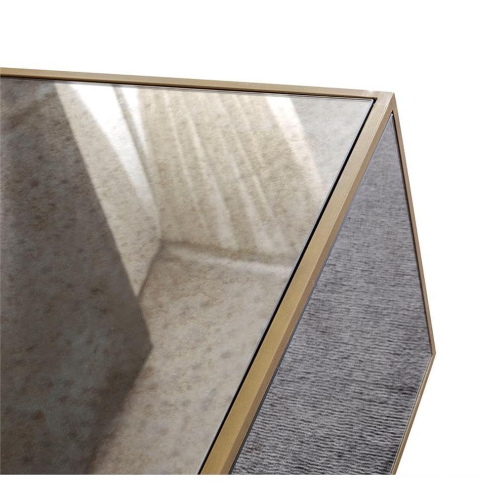 Lana Large Square Mirrored Glass Coffee Table with Brass Border