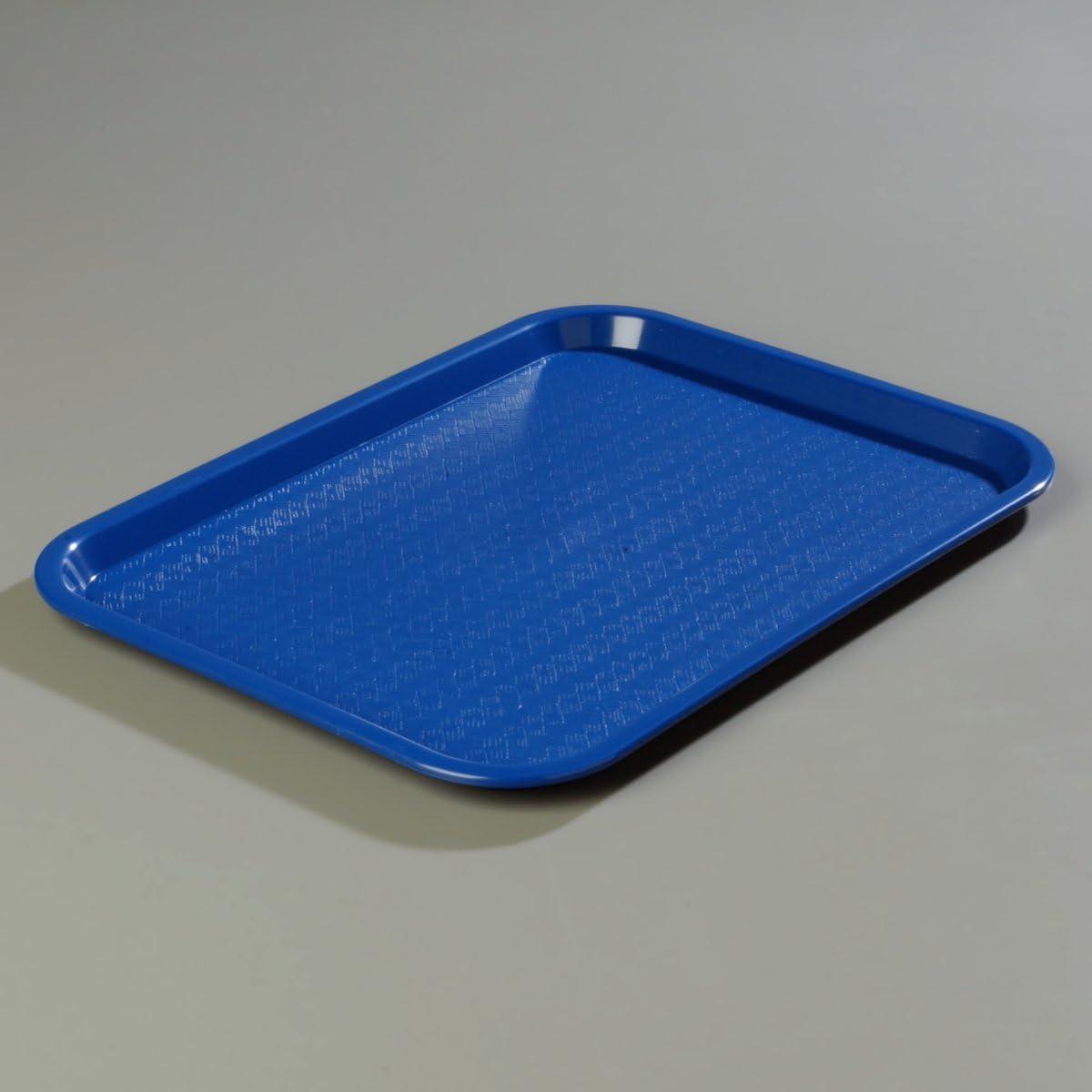 Blue Plastic 16" x 12" Cafeteria Tray with Basket Weave Surface