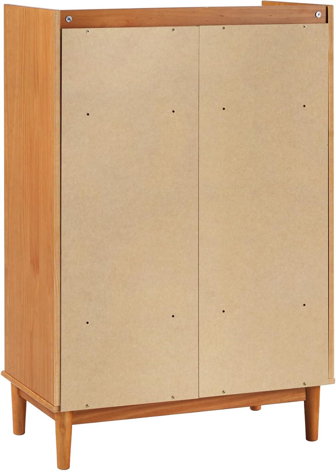 Caramel Solid Wood Mid-Century Modern 6-Drawer Tall Dresser