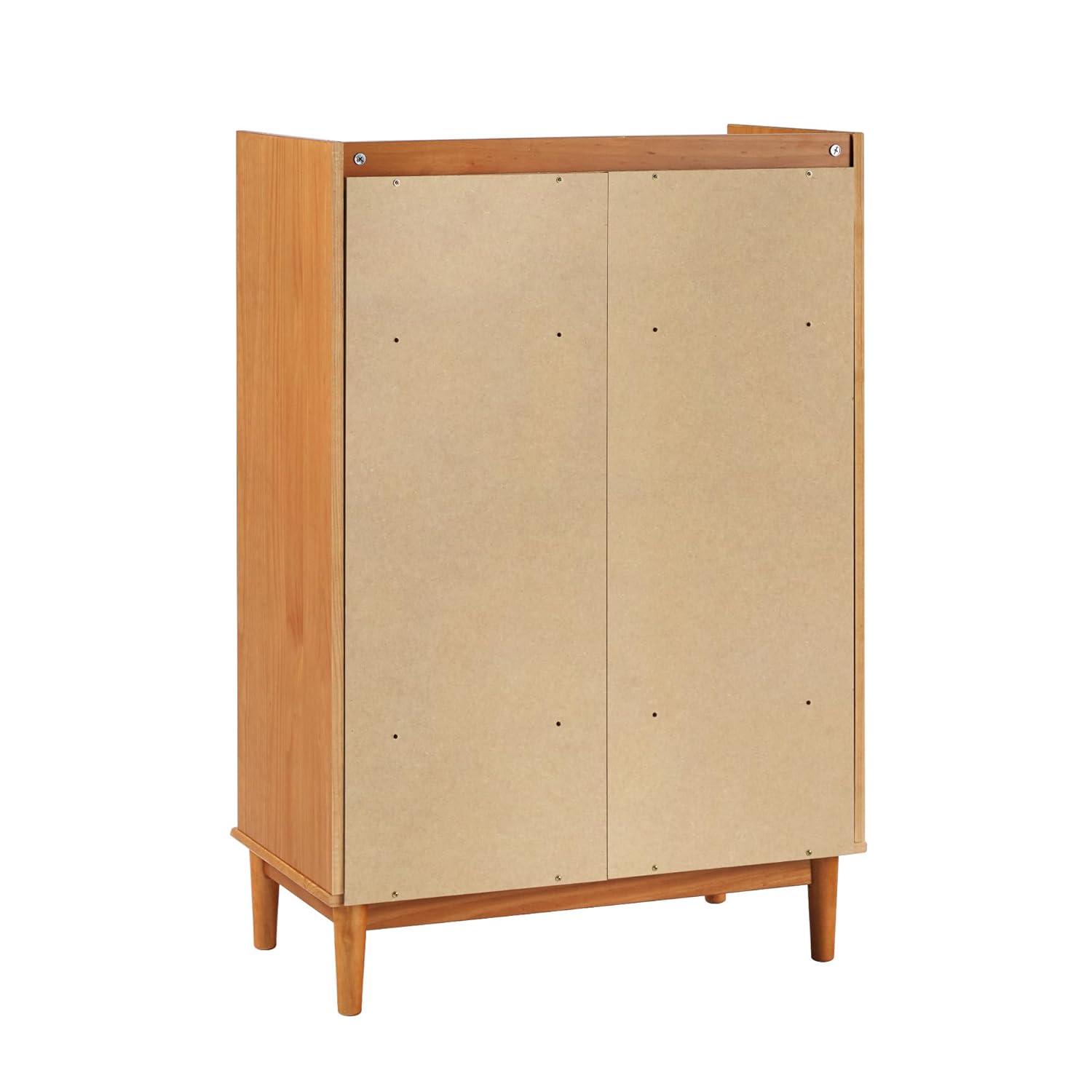 Caramel Solid Wood Mid-Century Modern 6-Drawer Tall Dresser