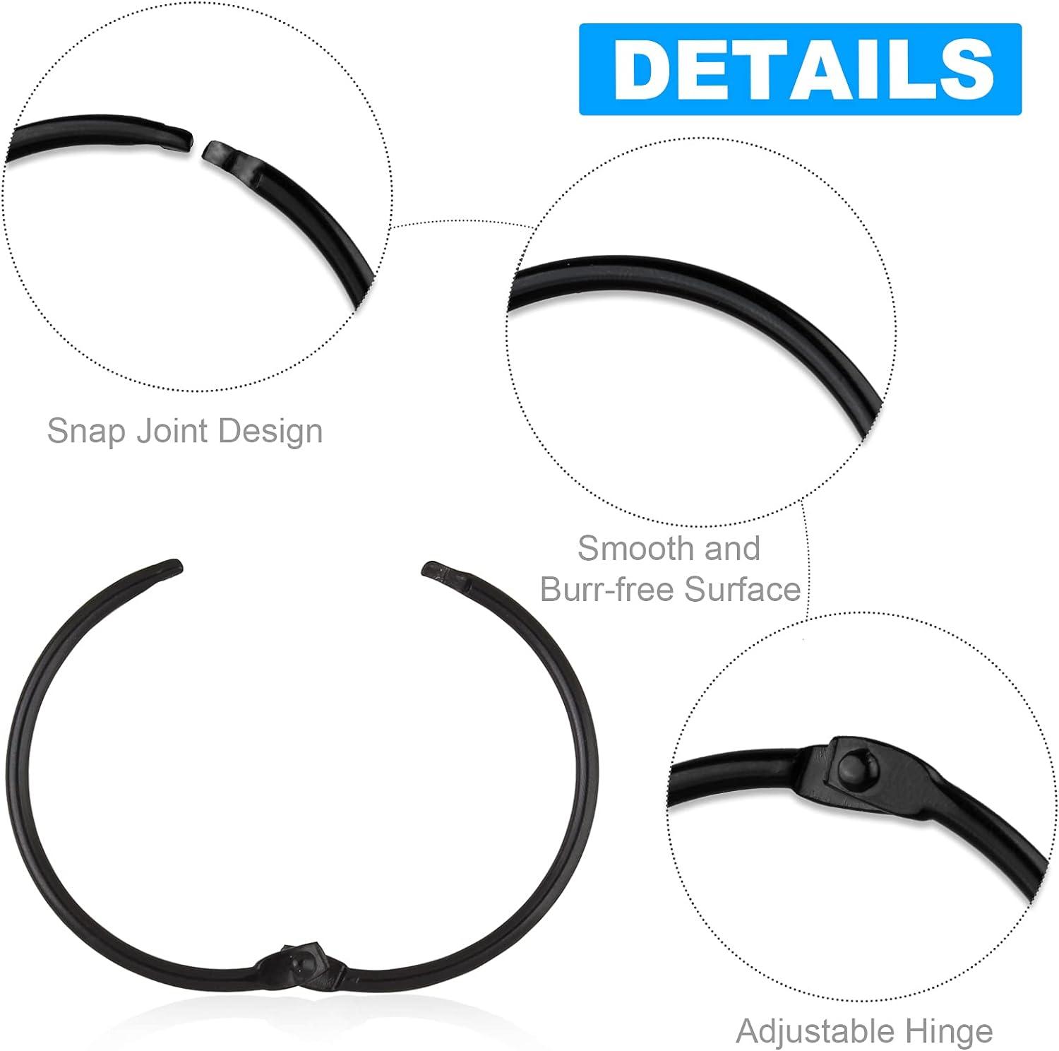 24 Pack Black Metal Round Shower Curtain Rings