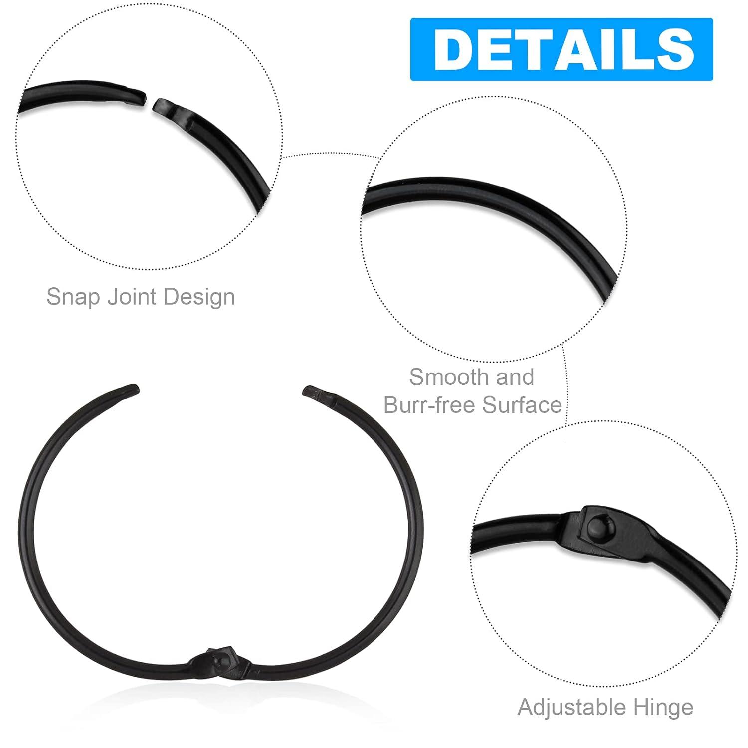 Dznils Rustproof Round Metal Shower Curtain Hooks Rings, Black, Set of 24