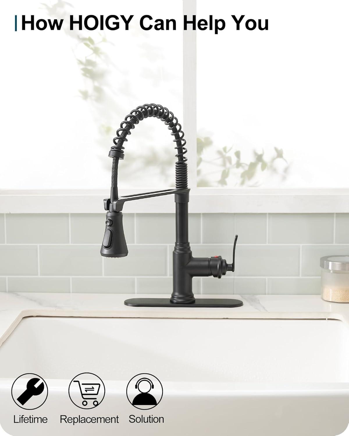 Kitchen Faucet With Pull Down Sprayer, Single Handle Spring Faucet For Sink Farmhouse Rv Laundry Room