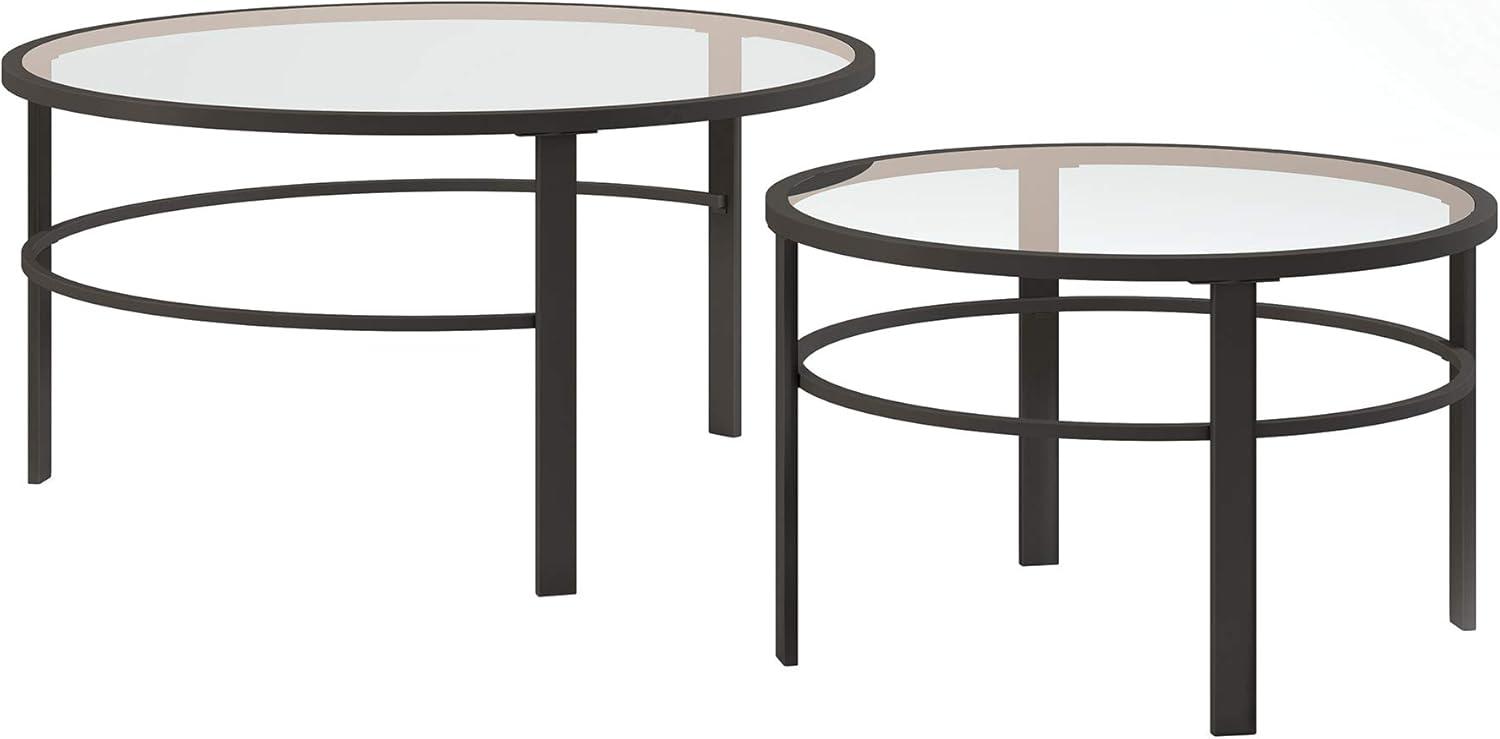 Blackened Bronze Round Glass Nesting Coffee Tables