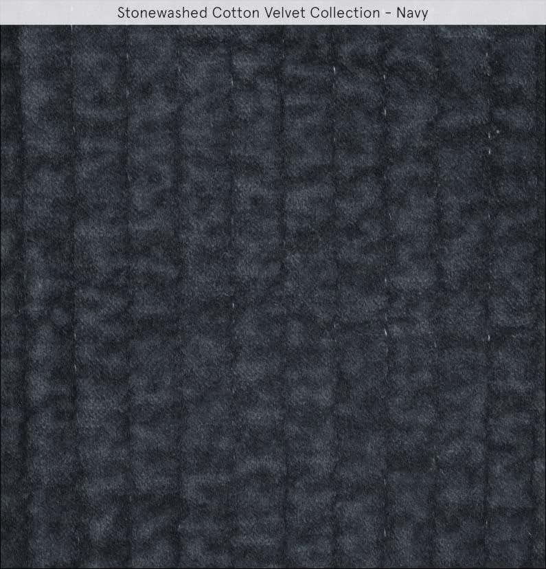 HiEnd Accents Stonewashed Cotton Velvet Quilt, Twin Size, Navy Solid Color, Classic Traditional Rustic Style Luxury Bedding, Soft Lightweight Bed Cover