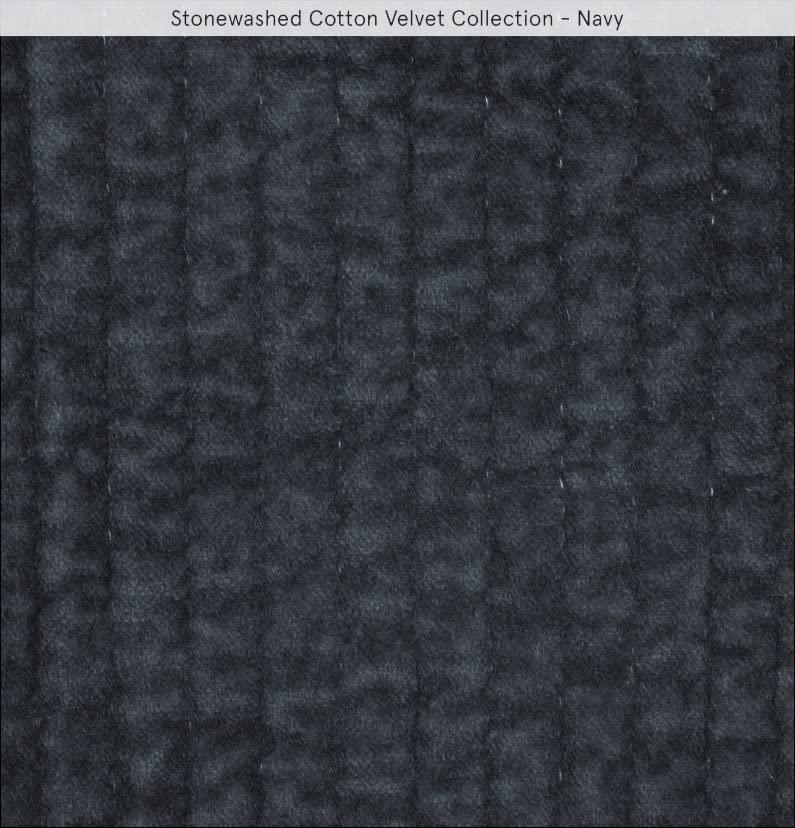 HiEnd Accents Stonewashed Cotton Velvet Quilt, Twin Size, Navy Solid Color, Classic Traditional Rustic Style Luxury Bedding, Soft Lightweight Bed Cover