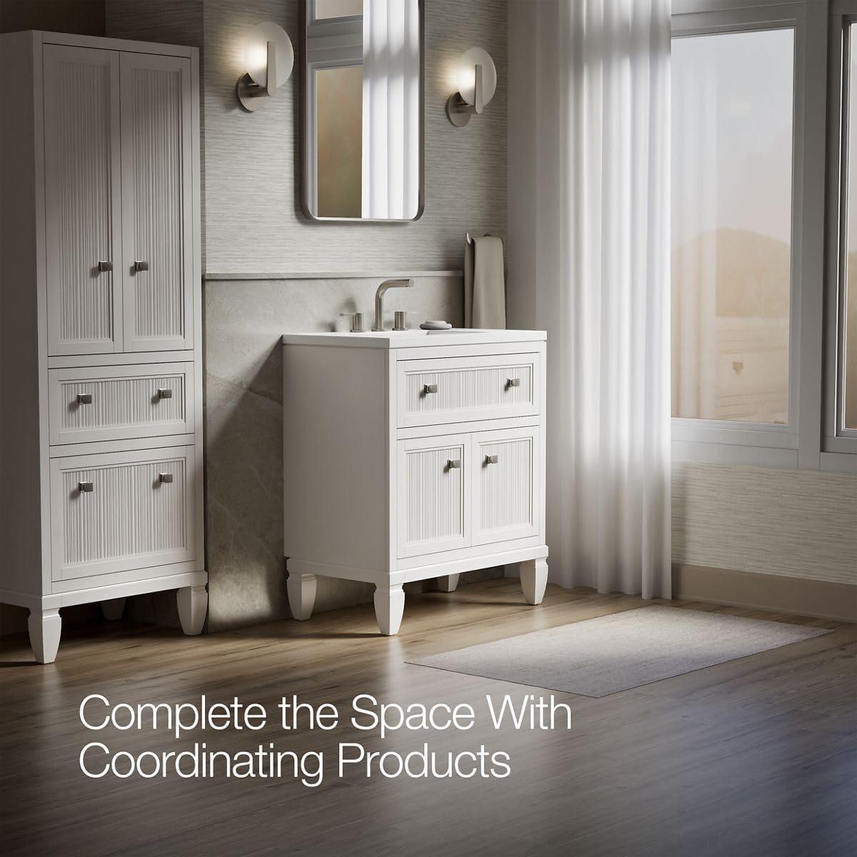 Hearthaven 30'' Free Standing Single Bathroom Vanity Cabinet with Sink and Quartz Top