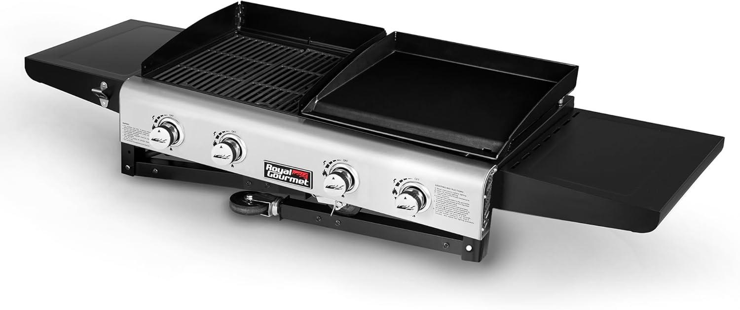 Royal Gourmet 4 - Burner Gas Grill and Griddle Combo with Side Table