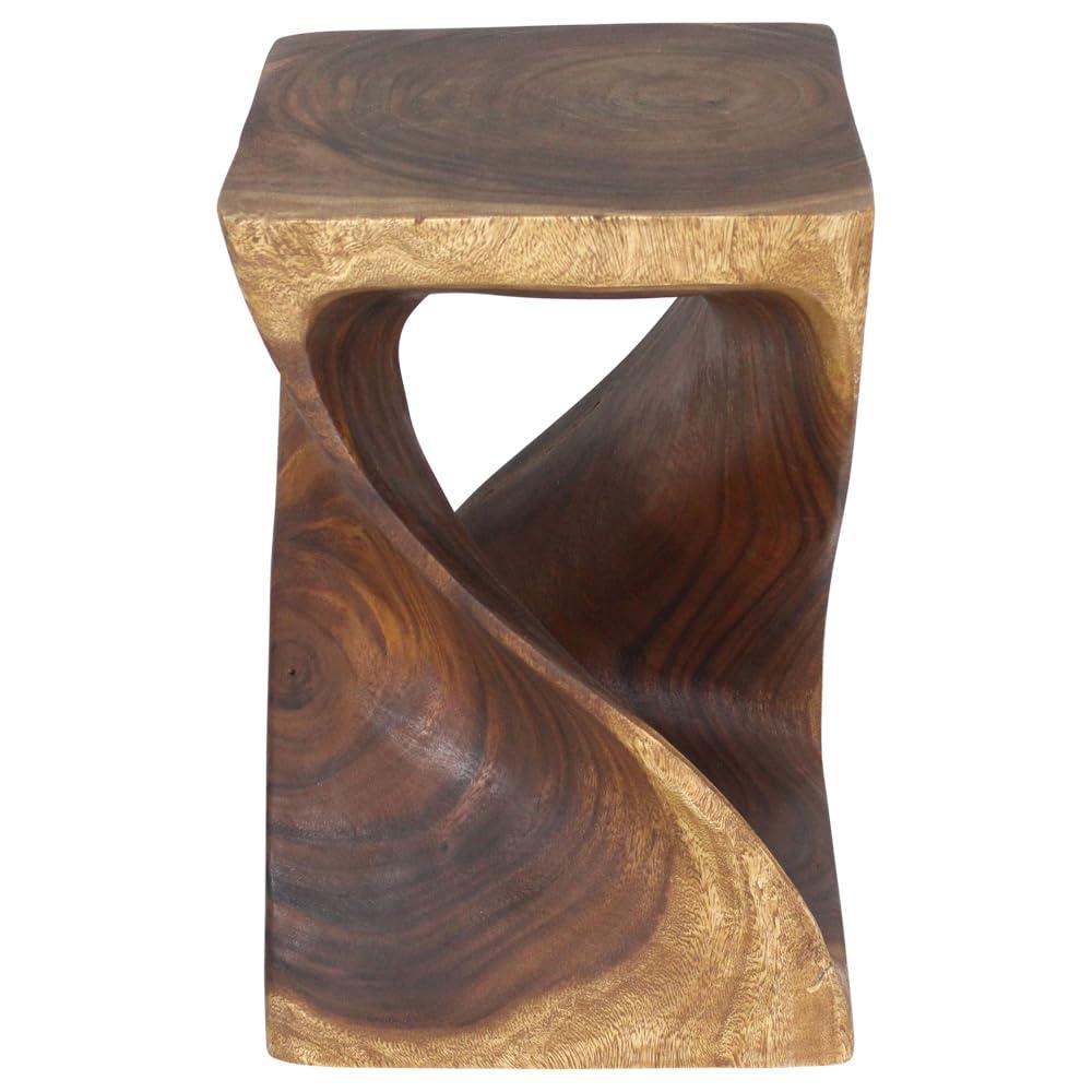Haussmann® Wood Twist End Table 15 x 15 x 23 inch High Walnut Oil