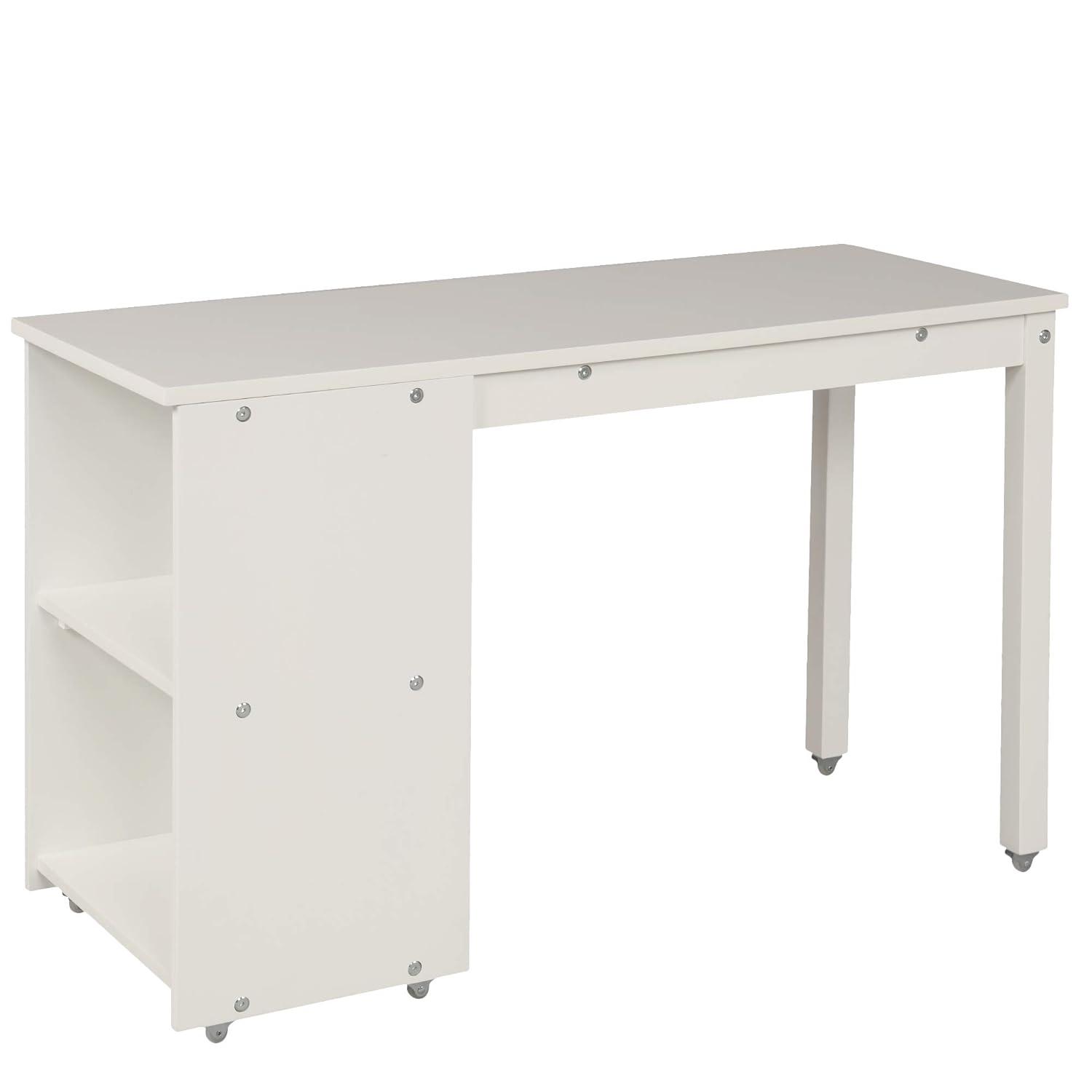 Harper & Bright Designs Twin Size Low Loft Bed with Rolling Portable Desk and Storage Cabinet, Wooden Low Study Loft Bed with Drawers, for Kids Teens Girls Boys - White
