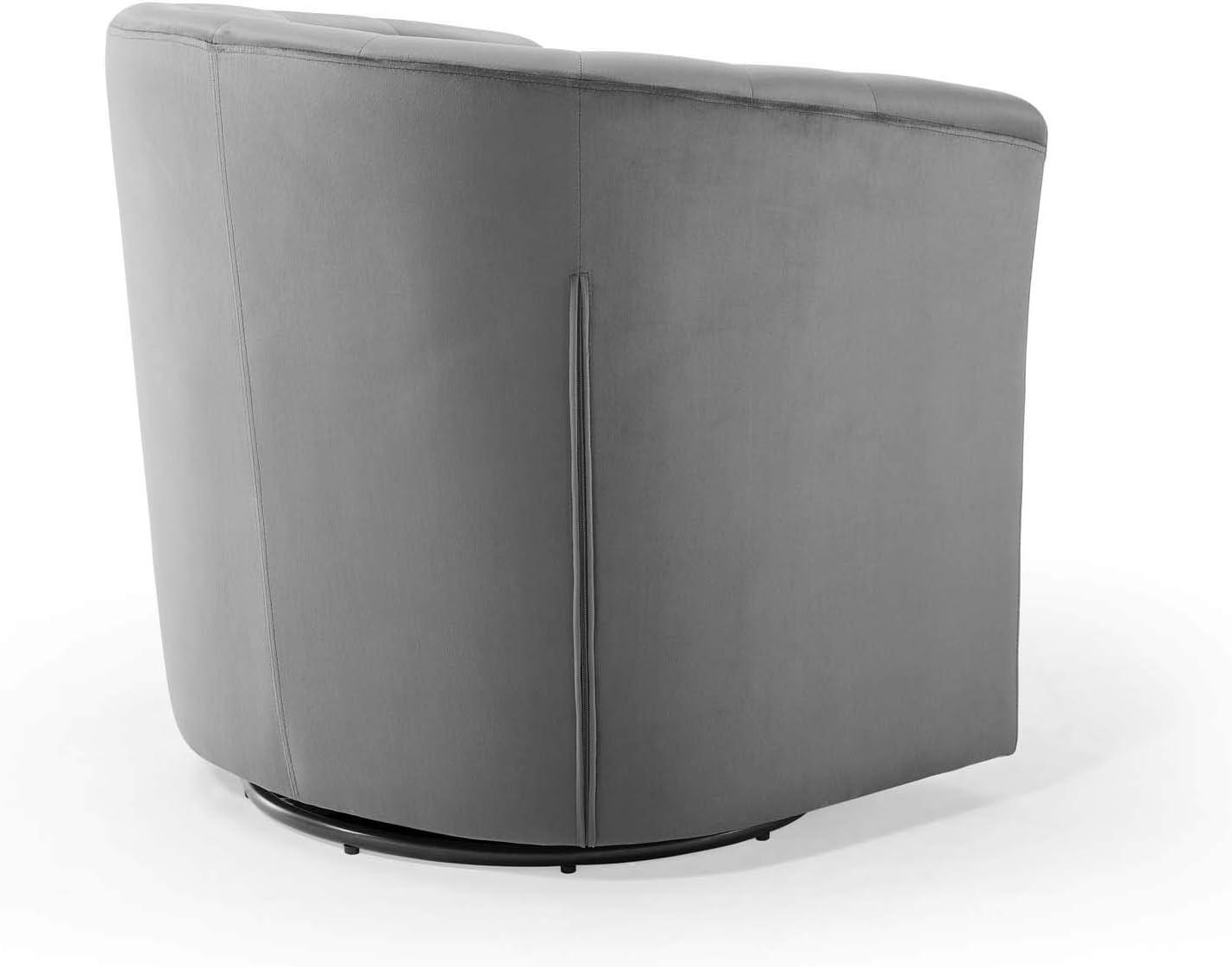 Modway Prospect Tufted Performance Velvet Swivel Armchair in Light Gray